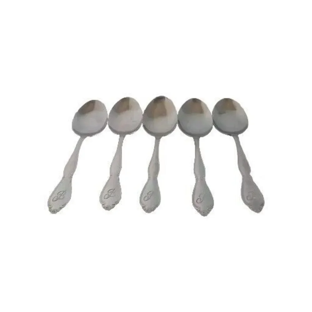Vintage Monogrammed Silver-Plated Serving‎ Spoons Set of 5 Dining Collection